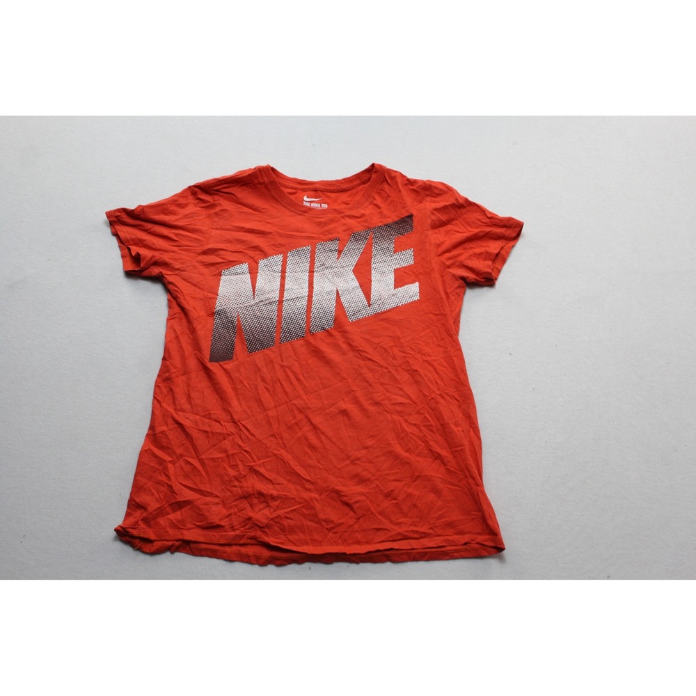 Nike T-Shirt Mens Large Orange Excellent Athletic Cut Graphic Logo Tee